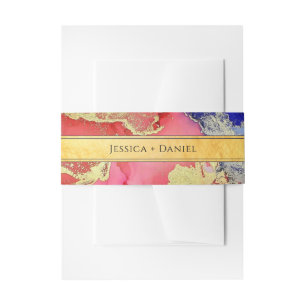 Golden Abstract Jewel Tone Art Wedding Invitation  Invitation Belly Band