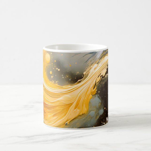 Golden Abstract Marble Modern Waves Coffee Mug (Center)