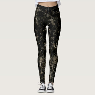 Golden abstract marble texture leggings