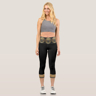 Golden Abstract Medusa  Capri Leggings