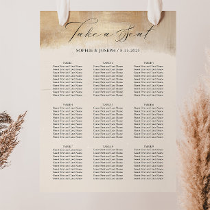 Golden Abstract   Modern Wedding Seating Chart