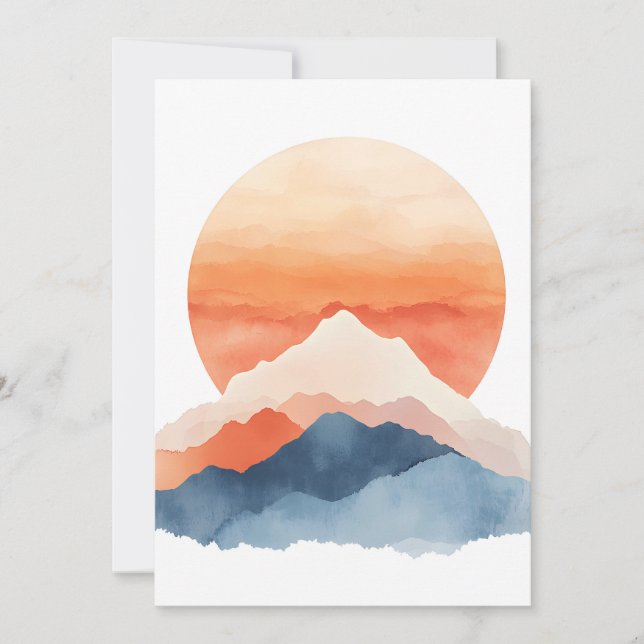 Golden Abstract Mountain Peak Sunrise Announcement (Front)