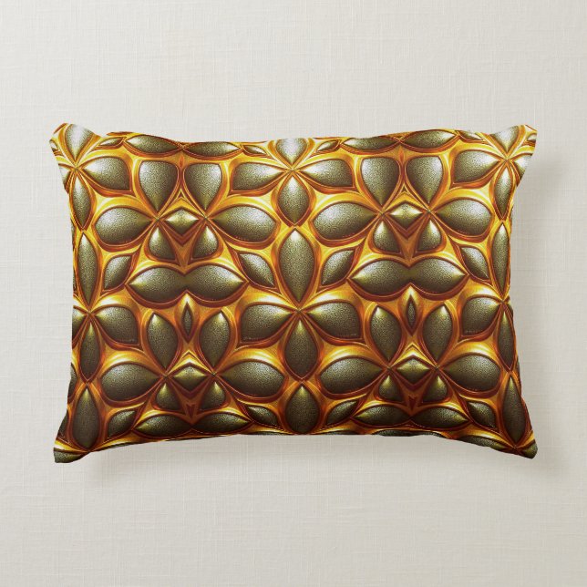 Golden Abstract pattern Decorative Cushion (Front)
