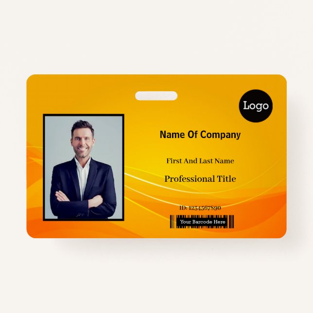 Golden Abstract  Photo Identification ID ID Badge (Front)