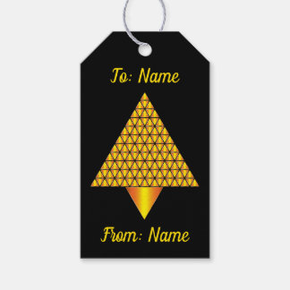 Golden Abstract Prismatic Christmas Tree Gift Tags