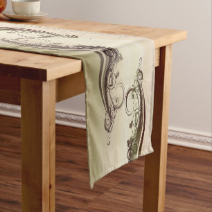 Golden Abstract Short Table Runner