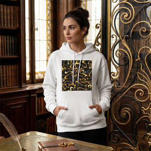 Golden Abstract Swirl Pattern Hoodie