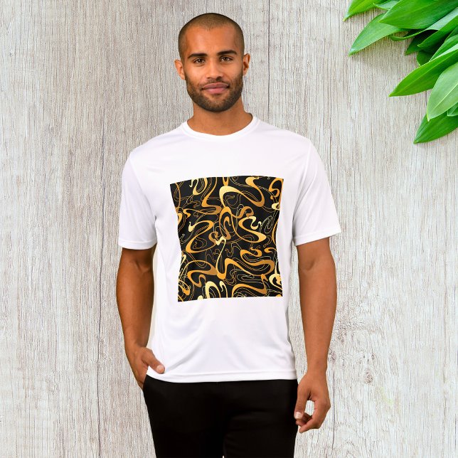 Golden Abstract Swirl Pattern T-Shirt (Creator Uploaded)