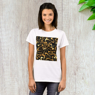 Golden Abstract Swirl Pattern T-Shirt