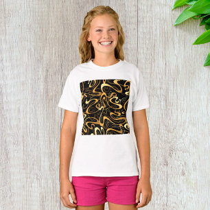 Golden Abstract Swirl Pattern T-Shirt
