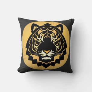 Golden Abstract Tiger Illustration Cushion