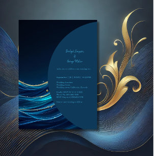 Golden Accented Abstract Ocean Waves wedding