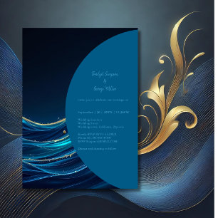 Golden Accented Abstract Ocean Waves wedding