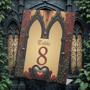 Golden accents, red roses, and a heart: pedestal sign