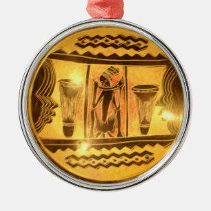 Golden African Ethnic Art Print Design Metal Tree Decoration