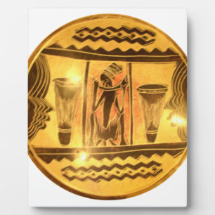 Golden African Ethnic Art Print Design Plaque