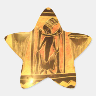 Golden African Ethnic Art Print Design Star Sticker