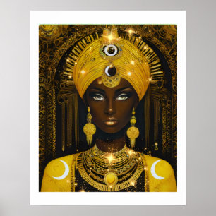 Golden African Goddess Poster - Afrocentric Queen 