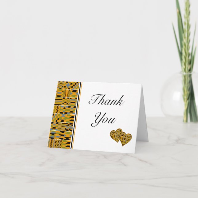 Golden African Kente K46 Folded Thank You Card (Front)