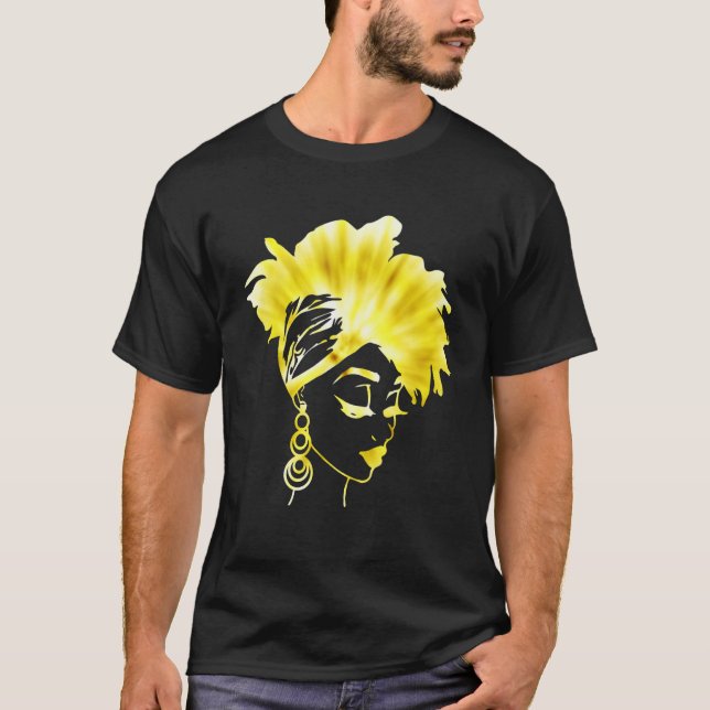 Golden Afro Black Woman Black History Month Africa T-Shirt (Front)