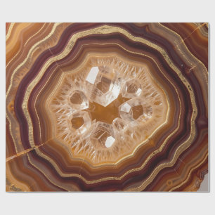 Golden Agate Geode Quartz Crystal Closeup Wrapping Paper