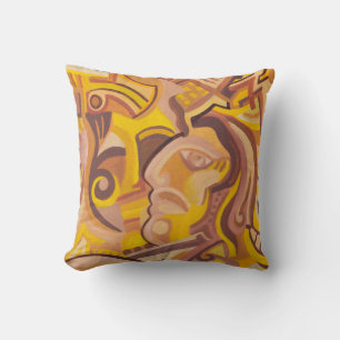 Golden Age Abstract Art Face Pillow