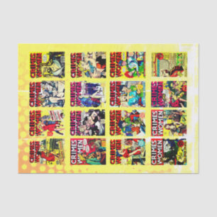 Golden Age Adventure Comic Covers, Crimes By Women Tissue Paper