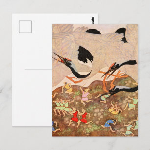 Golden Age Art Nouveau Giant Birds Poster Postcard