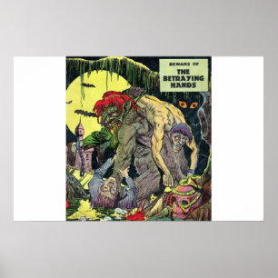 Golden age horror comics  40s Scary comics Poster