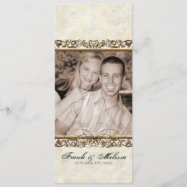 Golden Age of Elegance, Swirls Wedding Program Programme (Front)