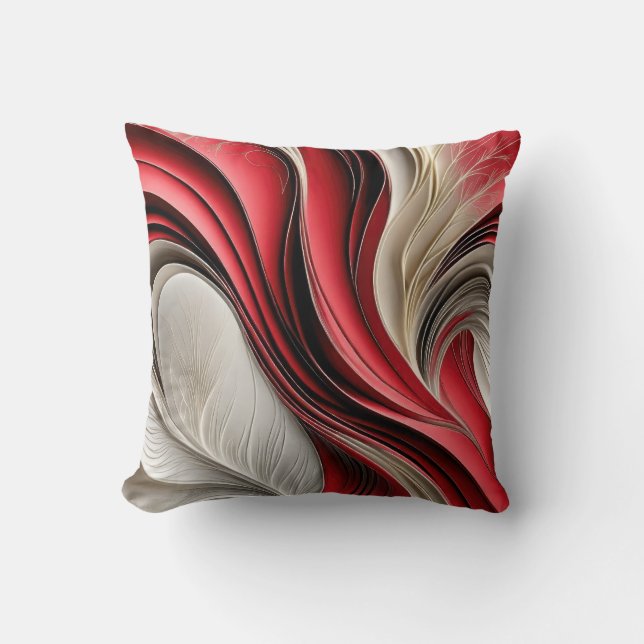 Golden Air – Cranberry & Champagne Flowing Abstrac Cushion (Front)