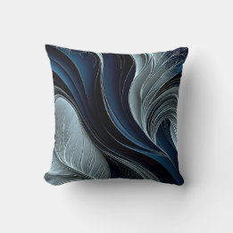 Golden Air – Indigo Flowing Abstract Throw Pillow