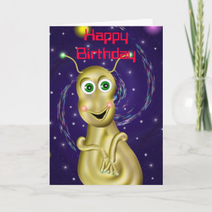 Golden Alien Birthday Card