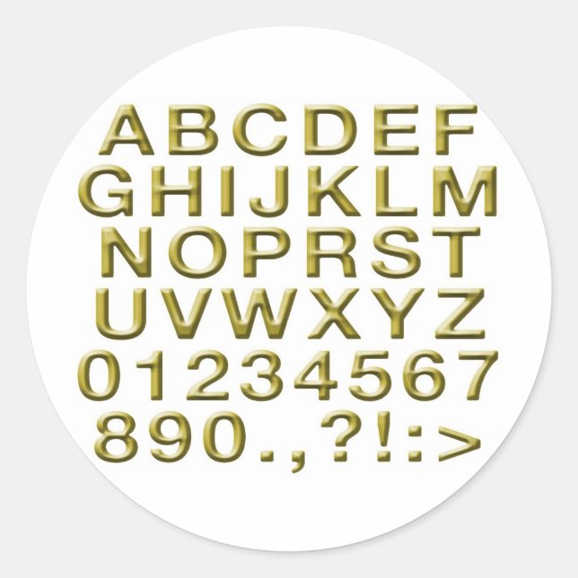 Golden Alphabet Classic Round Sticker (Front)