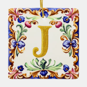 Golden Alphabet – Letter J Ceramic Ornament