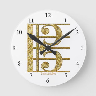 Golden Alto Clef Clock