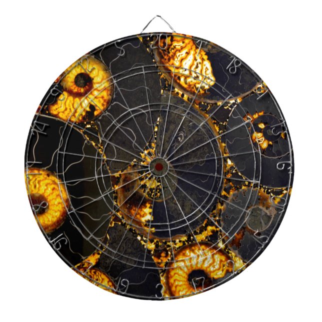 Golden Amber black Nautilus shell pattern, fossil  Dartboard (Front)