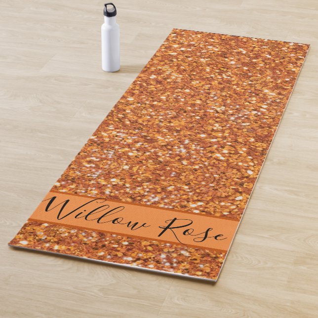 Golden amber sparkling glitter  yoga mat (In Situ)