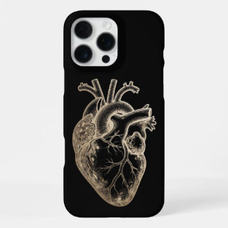 Golden Anatomical Heart For Dark Romantic iPhone 16 Pro Max Case