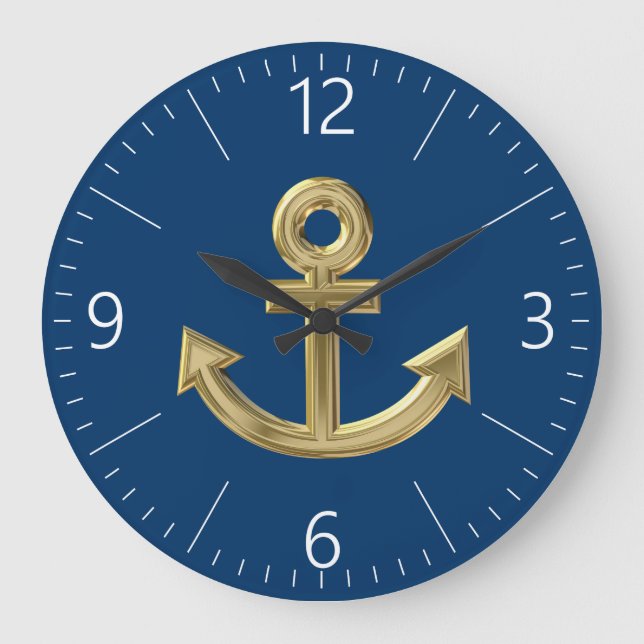 Golden anchor large clock (Front)