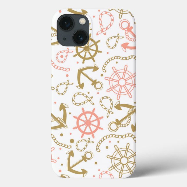 Golden Anchor Pattern Case-Mate iPhone Case (Back)