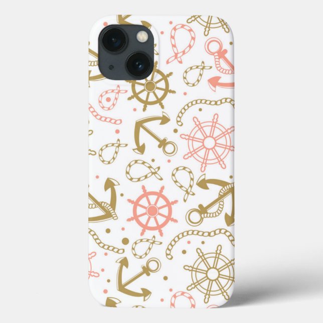 Golden Anchor Pattern Case-Mate iPhone Case (Back)
