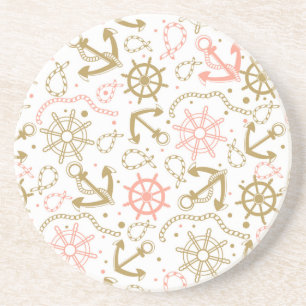 Golden Anchor Pattern Coaster