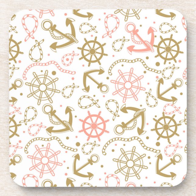 Golden Anchor Pattern Coaster (Front)
