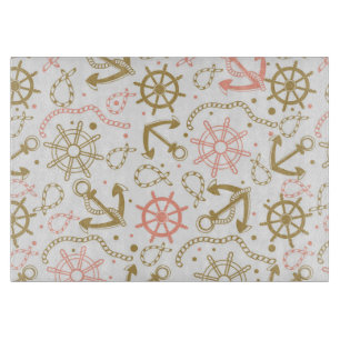 Golden Anchor Pattern Cutting Board