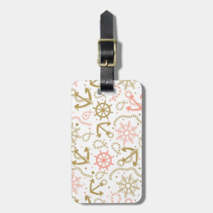 Golden Anchor Pattern Luggage Tag