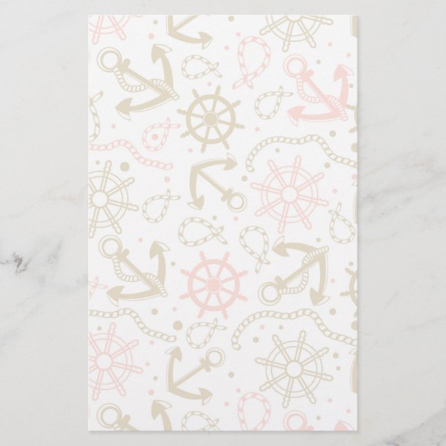 Golden Anchor Pattern Stationery (Front)
