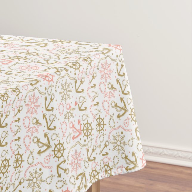Golden Anchor Pattern Tablecloth (In Situ)