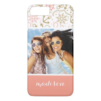 Golden Anchor Pattern | Your Photo & Name Case-Mate iPhone Case
