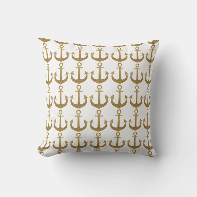 golden anchors beach house cushion (Front)